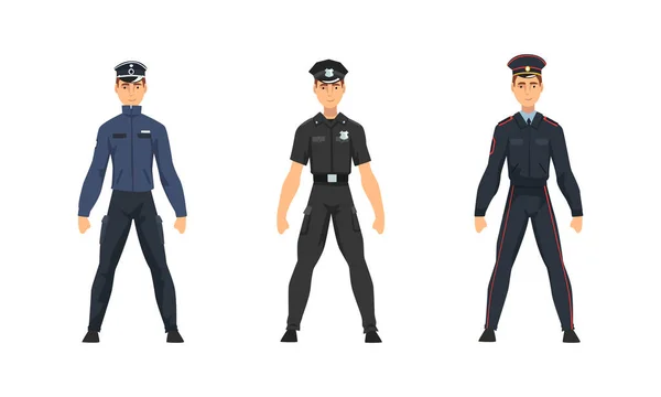 Oficial de policía de todo el mundo con conjunto de vectores uniformes — Archivo Imágenes Vectoriales