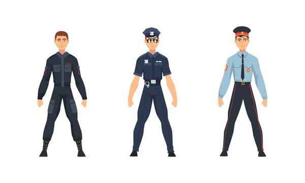 Police Officer from Around the World Wearing Uniform Vector Set — Stock Vector