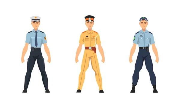 Rendőrtiszt a világ minden tájáról, aki egyenruhát visel. — Stock Vector