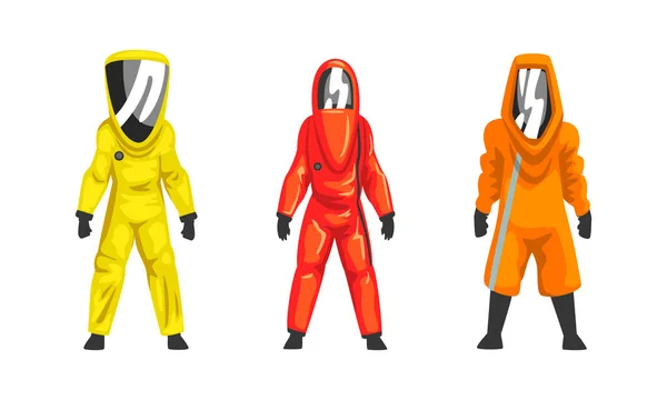 Homme en costume Hazmat comme équipement de protection individuelle avec ensemble de vecteur de vêtement imperméable — Image vectorielle