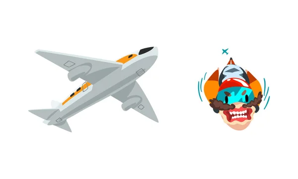 Paracaidista volando con paracaídas en juego de vectores de deporte extremo — Vector de stock