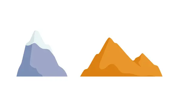 Montagna semplice e roccia come paesaggio e ambiente Elemento vettoriale Set — Vettoriale Stock