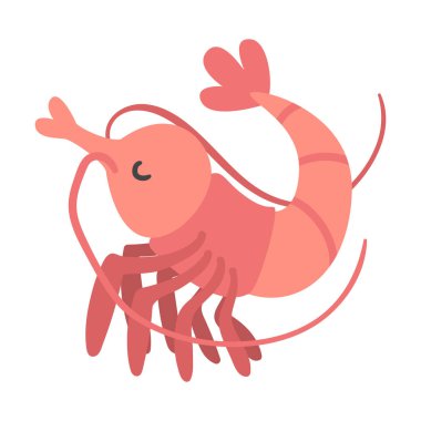 Komik Yüz Vektörü Çizimi olan Su Memelisi Karides Karakteri