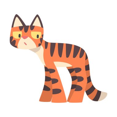 Turuncu Kürklü ve Siyah Çizgili Kaplan Karakteri Duran Vektör Çizimi