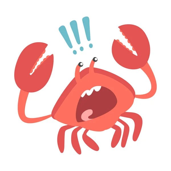 Caractère de crabe rouge comme mammifère aquatique avec paire de pinces Illustration vectorielle criante — Image vectorielle