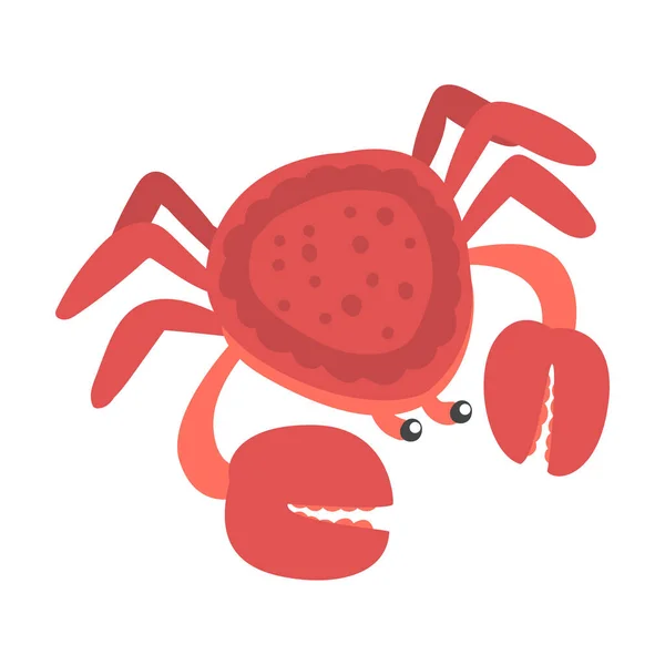 Carácter de cangrejo rojo como mamífero acuático con par de pinzas arrastrándose Vector ilustración — Vector de stock