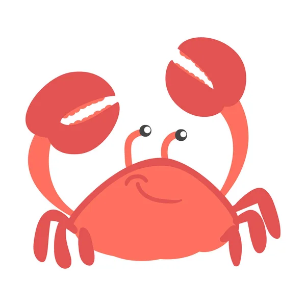 Caractère de crabe rouge comme mammifère aquatique avec paire de pinces Illustration vectorielle souriante — Image vectorielle