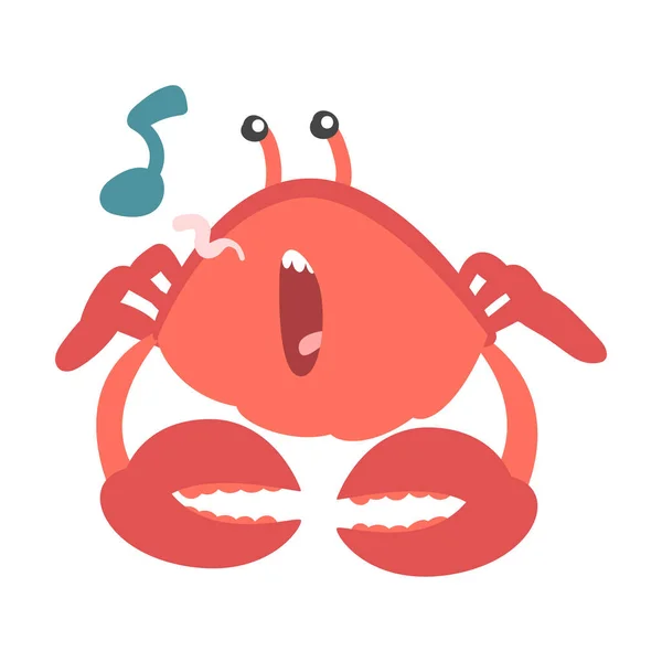 Caractère de crabe rouge en tant que mammifère aquatique avec paire de pinces Illustration vectorielle chantante — Image vectorielle
