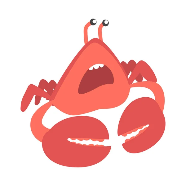 Caractère de crabe rouge comme mammifère aquatique avec paire de pinces Illustration vectorielle criante — Image vectorielle