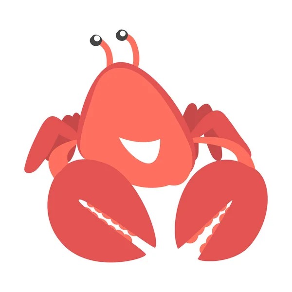 Carácter de cangrejo rojo como mamífero acuático con par de pinzas Smiling Vector Illustration — Vector de stock