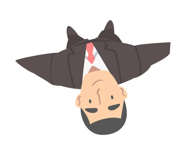 Smiling Homem de negócios personagem vestindo gravata olhando para cima vista acima Vector Ilustração — Vetor de Stock