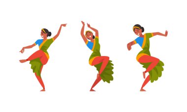 Geleneksel Giysilerdeki Bindi ile Genç Hintli Dansçı Halk Dansçısı