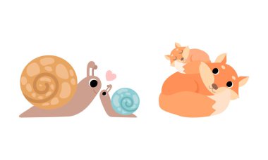 Küçük Hayvan Bebek ve Annesi Birbirlerini Seviyor ve Sarılıyorlar