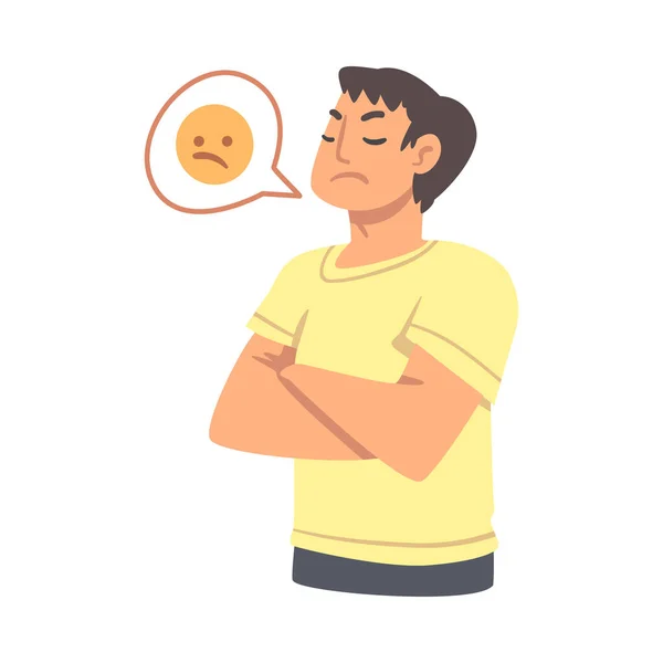 Young Angry Man Character Expressing Discontent in Social Media Sniffing Vector Illustration — Stock Vector