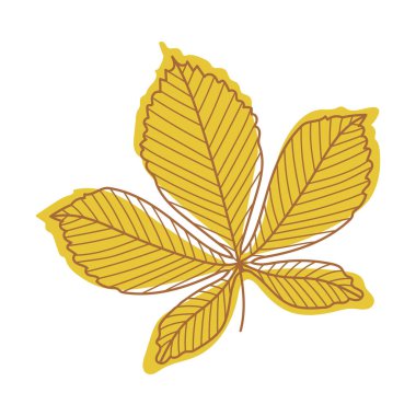 Kök Vektör İllüstrasyonunda Mevsimsel Yaprak Damarlarıyla Turuncu Kestane Yaprağı