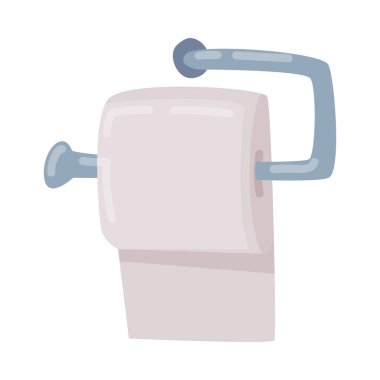 Metal tutacağı üzerindeki tuvalet kağıdı rulosu Beyaz Arkaplan Vektör İllüstrasyonunda izole edildi