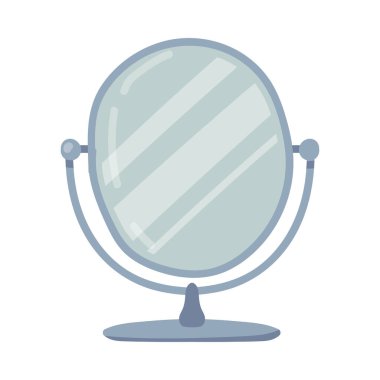 Makyaj Vektörü İllüstrasyonu için Metal Durağında Yuvarlak Masa Aynası