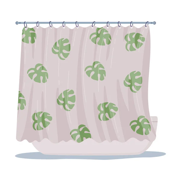 浴盆式浴帘可作为持水的家居美感，用以说明如何使用浴盆式浴盆。 — 图库矢量图片