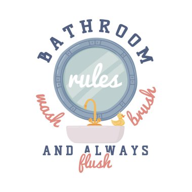 Yıkama ve Ayna Vektörü İllüstrasyonlu Banyo Mektubu