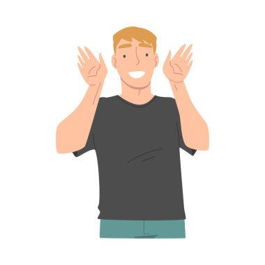 Gülümseyen Adam El sallayan El, selamlama ve selamlama hareketi temsilcisi illüstrasyonu