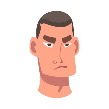 Man Head with Frown as Facial Expression Vector Illustration clipart