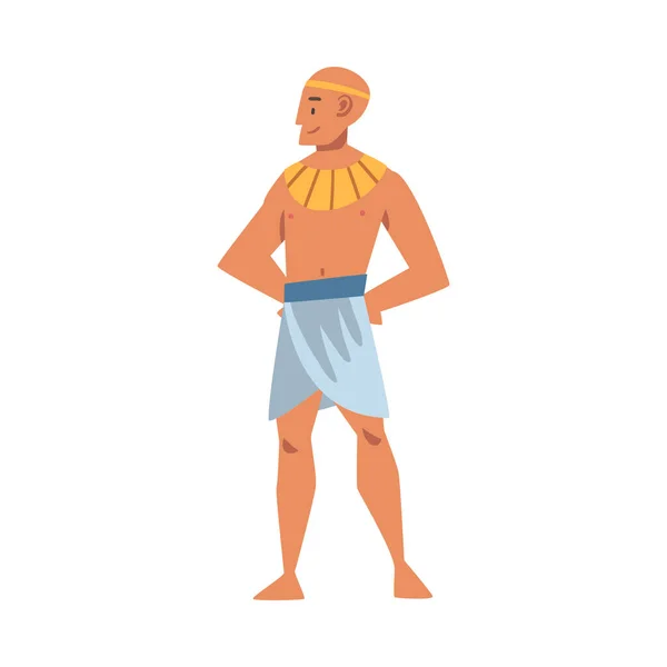 Egyptische Man Karakter dragen Authentieke Kleding en Ketting Vector Illustratie — Stockvector