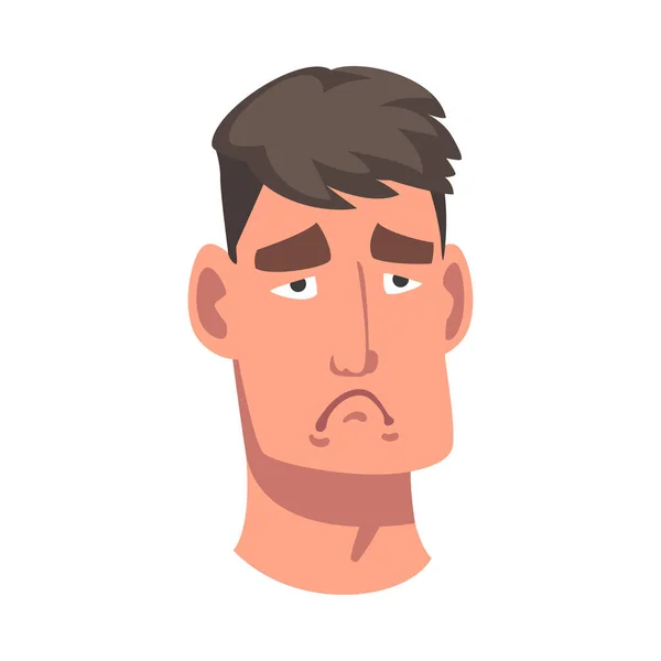 Cabeza de hombre con mueca triste como ilustración vectorial de expresión facial — Archivo Imágenes Vectoriales