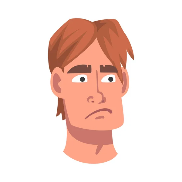 Uomo testa con Frustrazione Guarda come espressione facciale vettoriale Illustrazione — Vettoriale Stock
