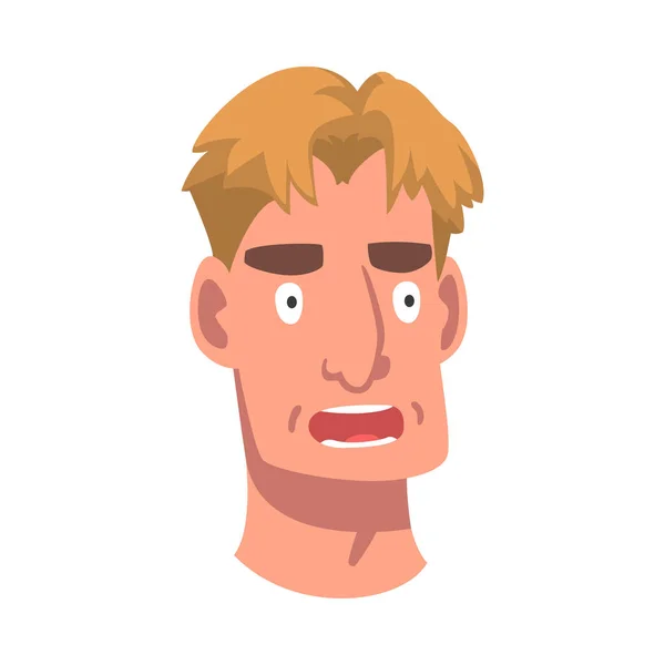 Man Head with Scared Look as Facial Expression Vector Illustration — Stock Vector