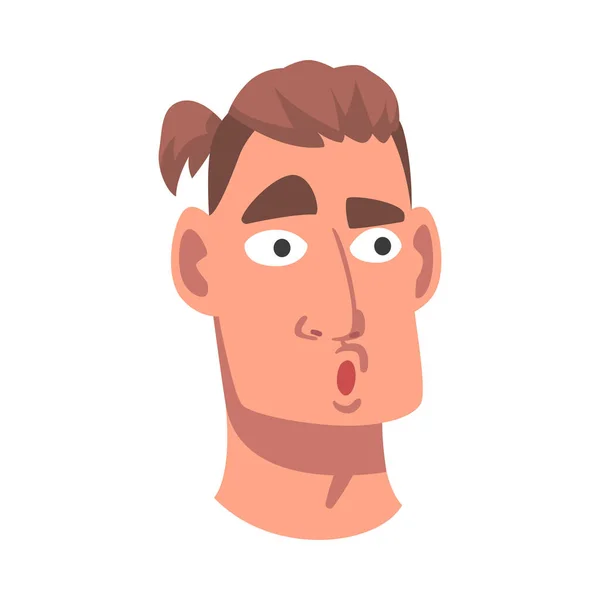 Uomo testa con sguardo sorpreso come espressione facciale vettoriale illustrazione — Vettoriale Stock