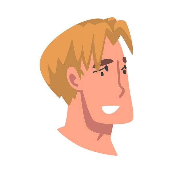 Cabeza de hombre con expresión facial sonriente Vista lateral Vector Ilustración — Vector de stock