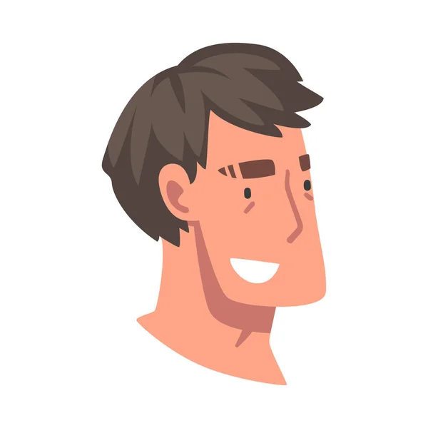 Uomo testa con sorriso espressione facciale lato vista vettoriale Illustrazione — Vettoriale Stock