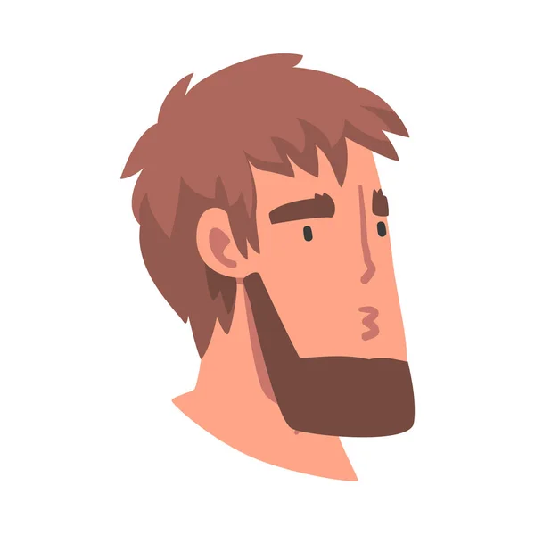 Bärtiger Mann Kopf mit verwirrtem Gesichtsausdruck Seitenansicht Vektor Illustration — Stockvektor