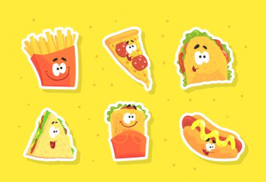 İnsanlaştırılmış Patates kızartması ve Sandviç Yapıştırması ile Fast Food Ürünleri