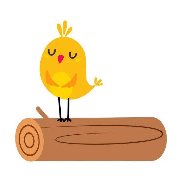 Niedlicher Waldvogel sitzt auf Log Vector Illustration — Stockvektor