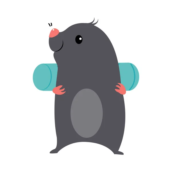 可爱灰鼠作为森林动物行走背包病媒图解 — 图库矢量图片