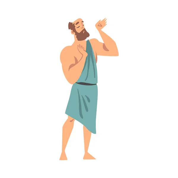 Grieks of Hellene Man Karakter in etnische Chiton Kleding Vector Illustratie — Stockvector