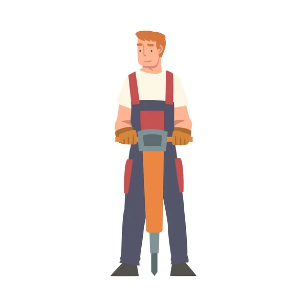 Handyman or Fixer as Skilled Man with Chisel Hammer Engaged in Ground Repair Work Vector Illustration Vektorová Grafika