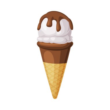 Donmuş Tatlı ve Tatlı Atıştırmalık Vektör İllüstrasyonu Olarak Çikolata Tepeli Dondurmalı Dondurmalı Dondurmalı Dondurma Balosu