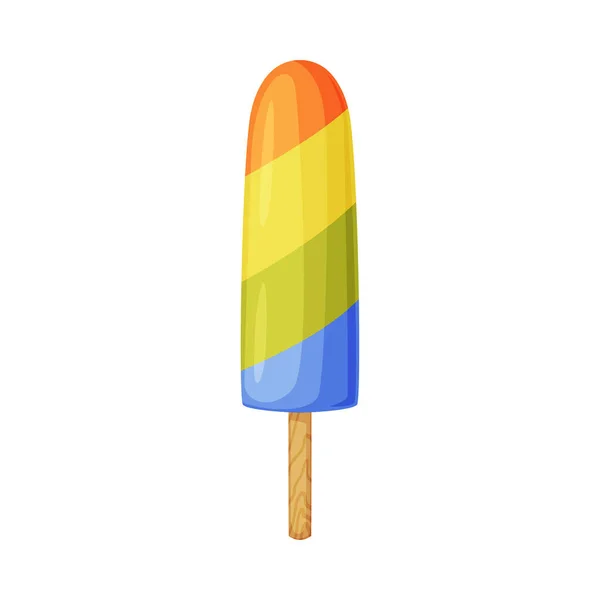 Colorful Fruit Ice Cream on Stick as Frozen Dessert and Sweet Snack Vector Illustration — Stock Vector