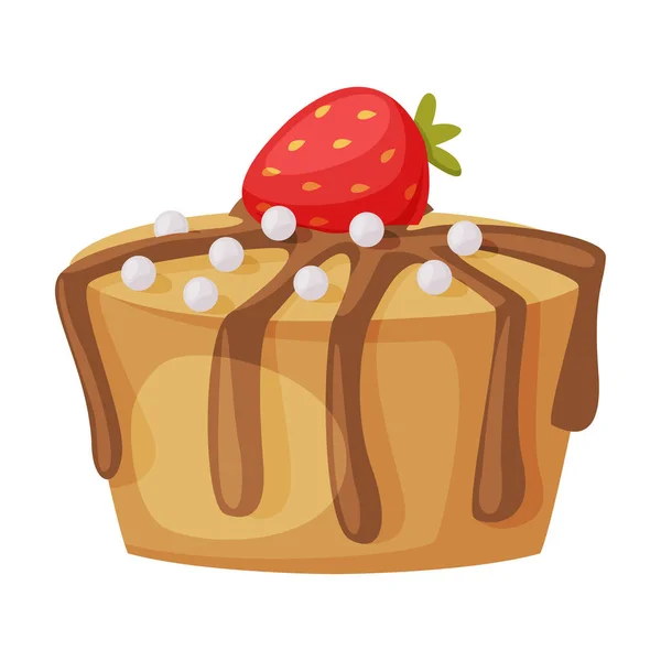 Zmrzlina čokoládový top s posypem a jahodovou vektorovou ilustrací — Stockový vektor
