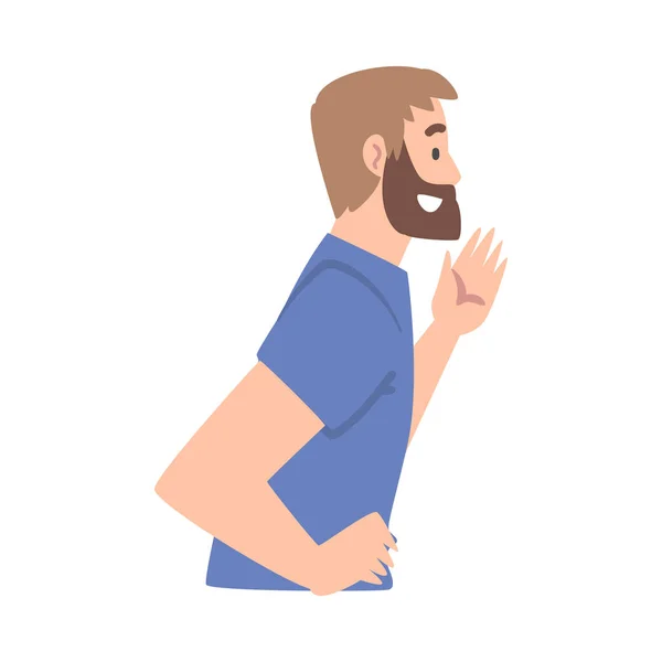 Бородатий чоловік як соціальні медіа та абонент показують прикрашання Векторні ілюстрації — стоковий вектор