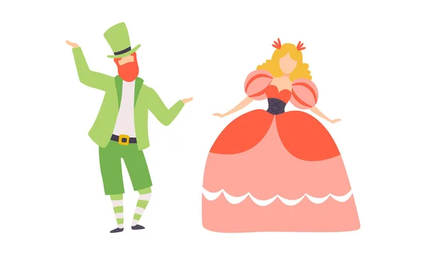 Pria dan Wanita Karakter Mengenakan Karnaval atau Partai Garmen Vektor Ilustrasi Set - Stok Vektor