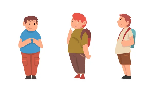 Fröhlicher Junge mit Übergewicht und Körperfett — Stockvektor