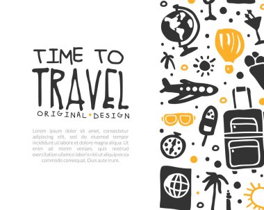 Paketli Bavul ve Avuç içi Vektörü Şablonu ile Orijinal Tasarım Süresi