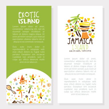 Egzotik Adaya Yolculuk Yaz Sahil Turizmi için Orijinal El Tasarımı Dikey Şablon