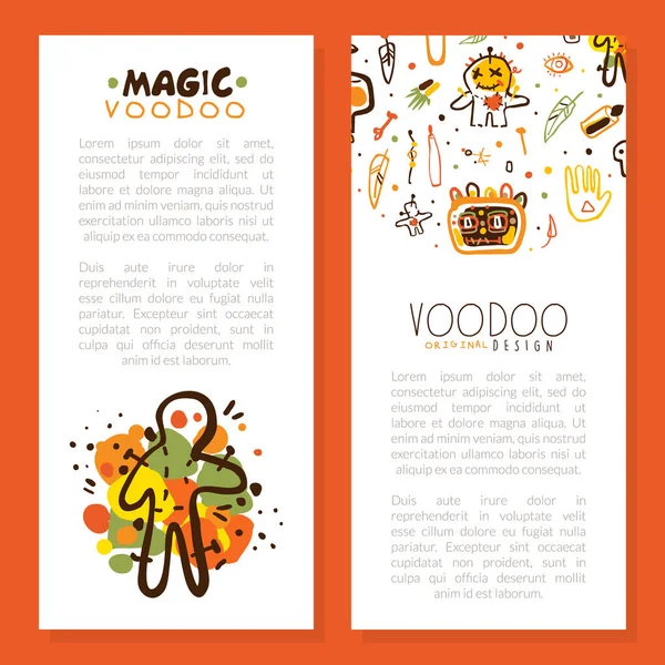 Voodoo Hand Drawn Design as African Religion and Magic Vector Template — Stock Vector