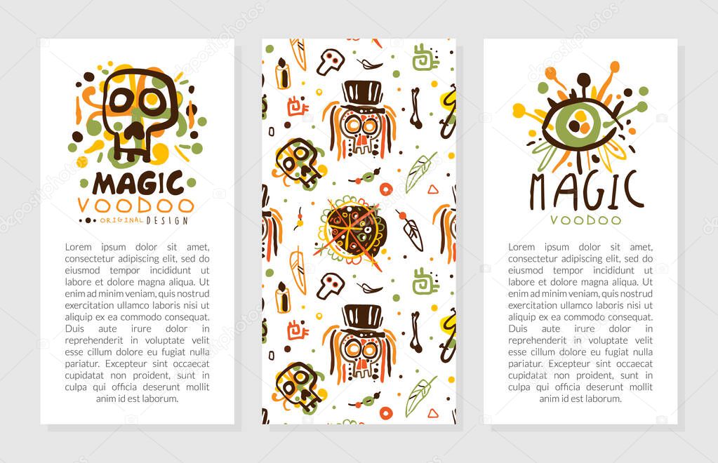 Voodoo Hand Drawn Design as African Religion and Magic Vector Template