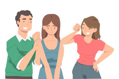 İnsan Karakterleri Arkadaşını Destekliyor Neşelendiriyor ve Ruhsal Vektör İllüzyonunu Yükseltiyor