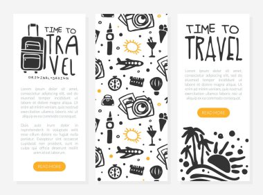 Paketli Bavul ve Avuç içi Vektörü Şablonu ile Orijinal Tasarım Süresi